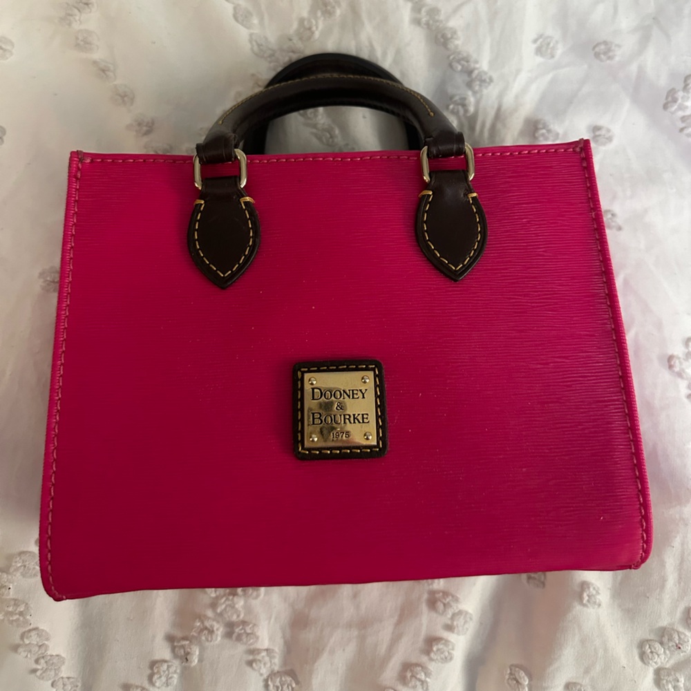 Dooney & Bourke Fuchsia Satchel with Brown Accents